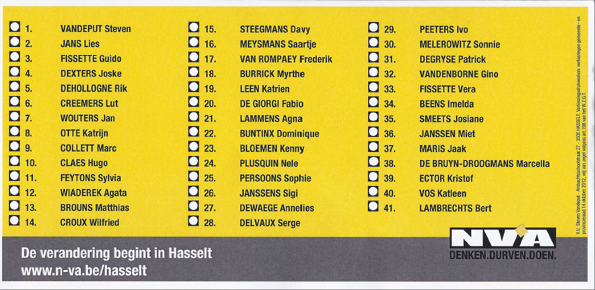 Kandidaten gemeenteraad N-VA Hasselt 2012